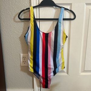 Scoop-back Rainbow Striped One-piece Swimsuit